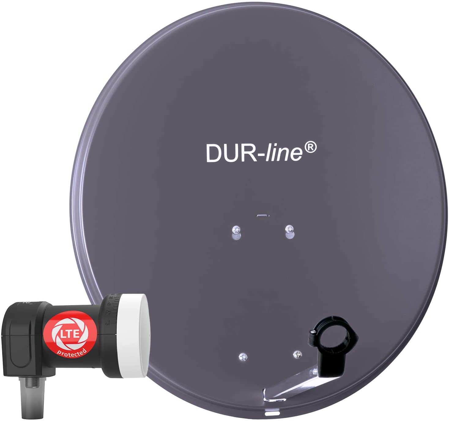 DUR-line 1 Teilnehmer Set 60 cm Digitale Komplett-Sat-Anlage 12172 \n + Single LNB anthrazit - für 1 Receiver/TV [Camping Astra 19.2° DVB-S/S2 Full HD 4K 3D]