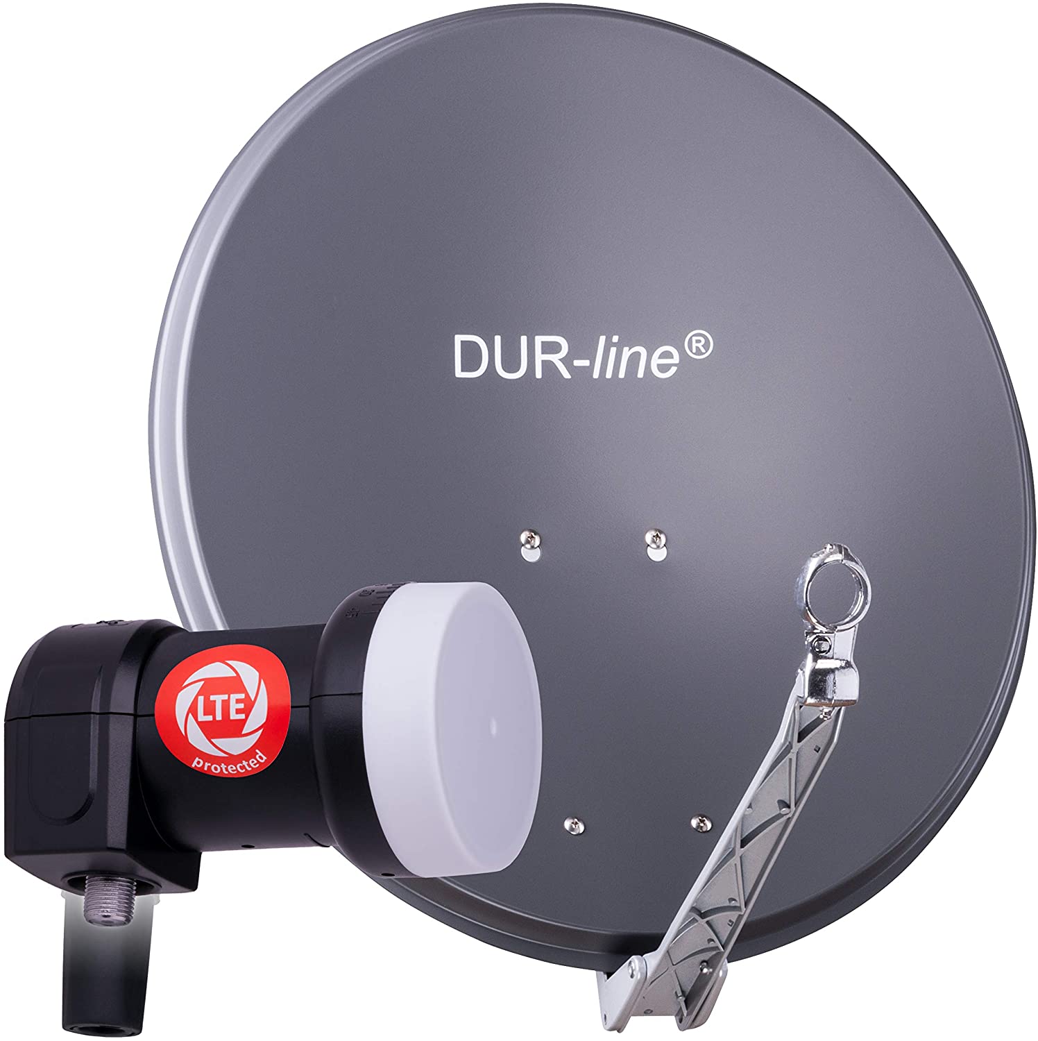 DUR-line 1 Teilnehmer Set 60 cm - Qualitäts-Sat-Komplettanlage 12236,\n Select 60cm/65cm Spiegel/Schüssel + Single LNB anthrazit - für 1 Receiver/TV [Neuste Technik DVB-S2 4K 3D]