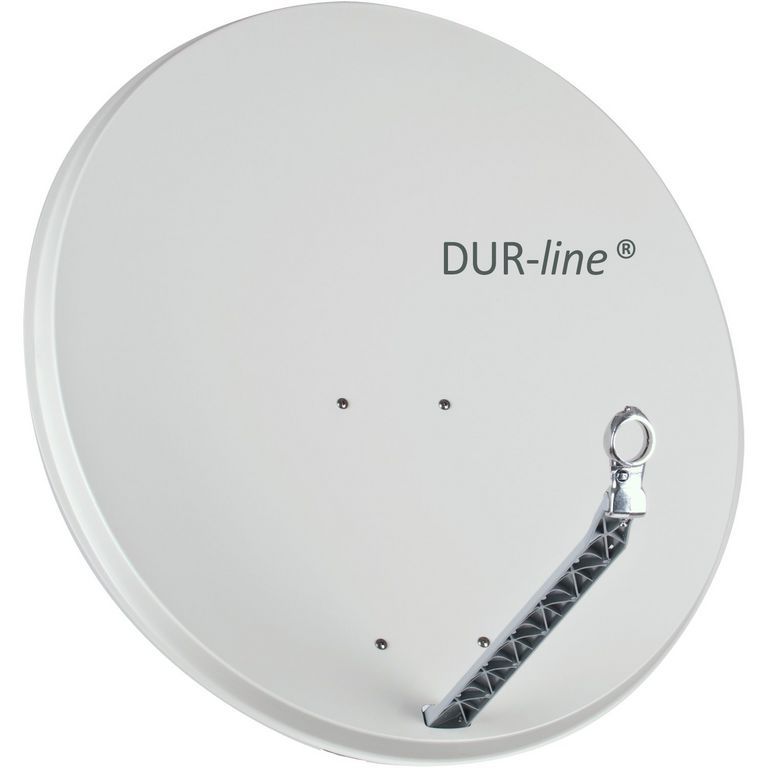 90cm Satellitenschüssel - DUR-line Select 85/90 G \n Ø: 90 cm Test 01.2017: sehr gut hellgrau (RAL 7035) Spiegel Feedarm und Rückenteil aus ALU