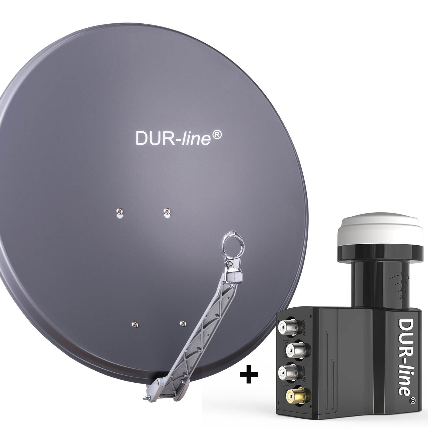 DUR-line 7 Teilnehmer Set 80 cm - Qualitäts-Sat-Komplettanlage 12375,\n Select 75cm/80cm ALU Spiegel/Schüssel + UK104 LNB anthrazit - für 7 Receiver/TV [Neuste Technik DVB-S2 4K 3D]