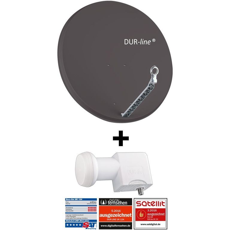 24 Teilnehmer Set 90 cm - Qualitäts-Sat-Komplettanlage 12431,\n Select 85cm/90cm ALU Spiegel/Schüssel DUR-line + Unicable LNB anthrazit - für 24 Receiver/TV [Neuste Technik DVB-S2 4K 3D]