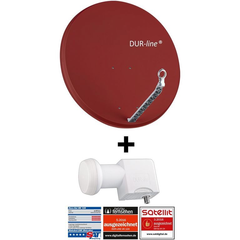 24 Teilnehmer Set 90 cm - Qualitäts-Sat-Komplettanlage 12432,\n Select 85cm/90cm ALU Spiegel/Schüssel DUR-line + Unicable LNB ziegelrot - für 24 Receiver/TV [Neuste Technik DVB-S2 4K 3D]