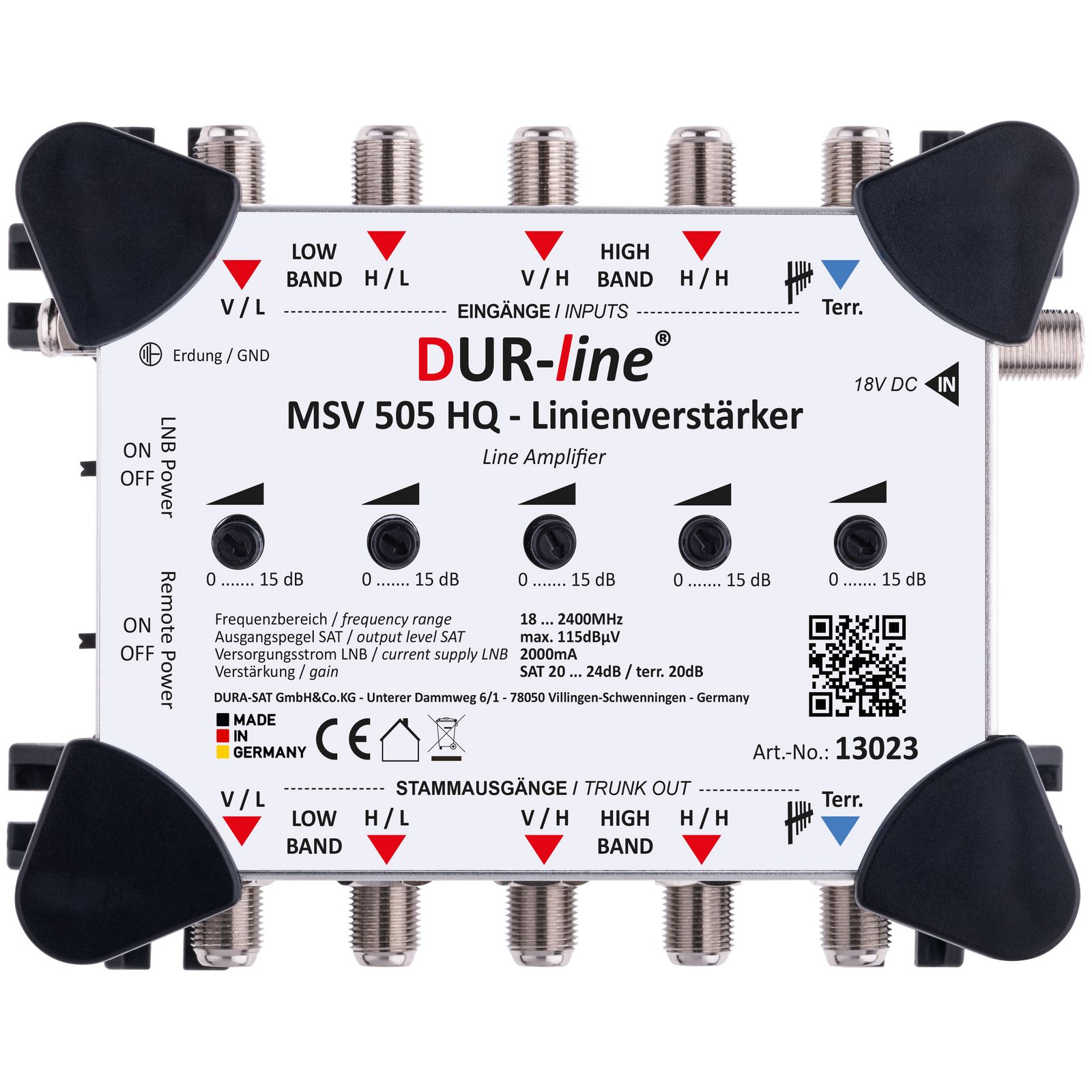 DUR-line MSV 505 HQ - Linienverstärker 5 IN / 5 OUT SAT 20dB