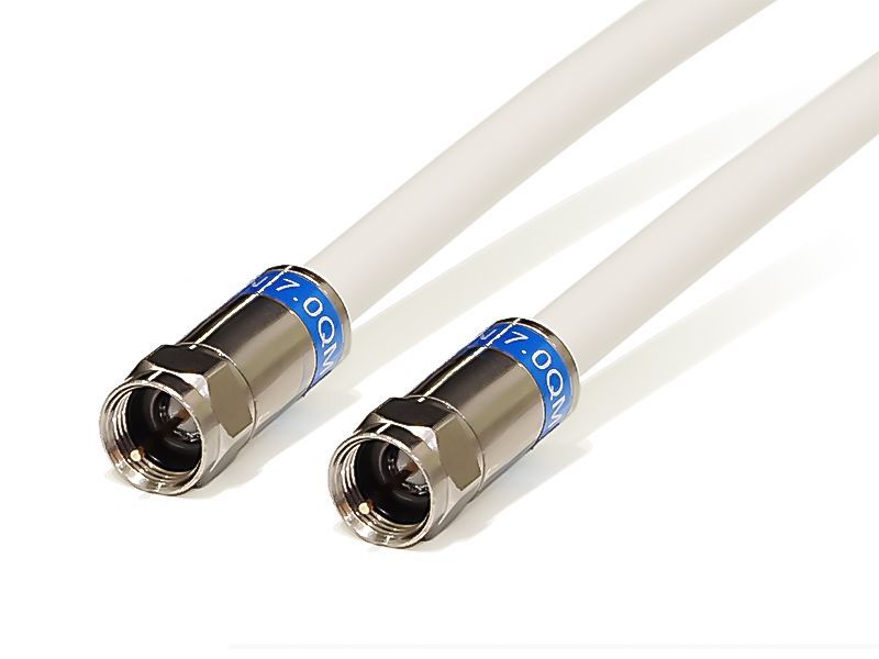 5m Sat-Kabel mit F-Steckern - Kathrein LCD111A+2QM5 \n Länge: 5 m 6.9 mm 130 dB Class A++ weiß mit wasserdichten Kompressionsteckern