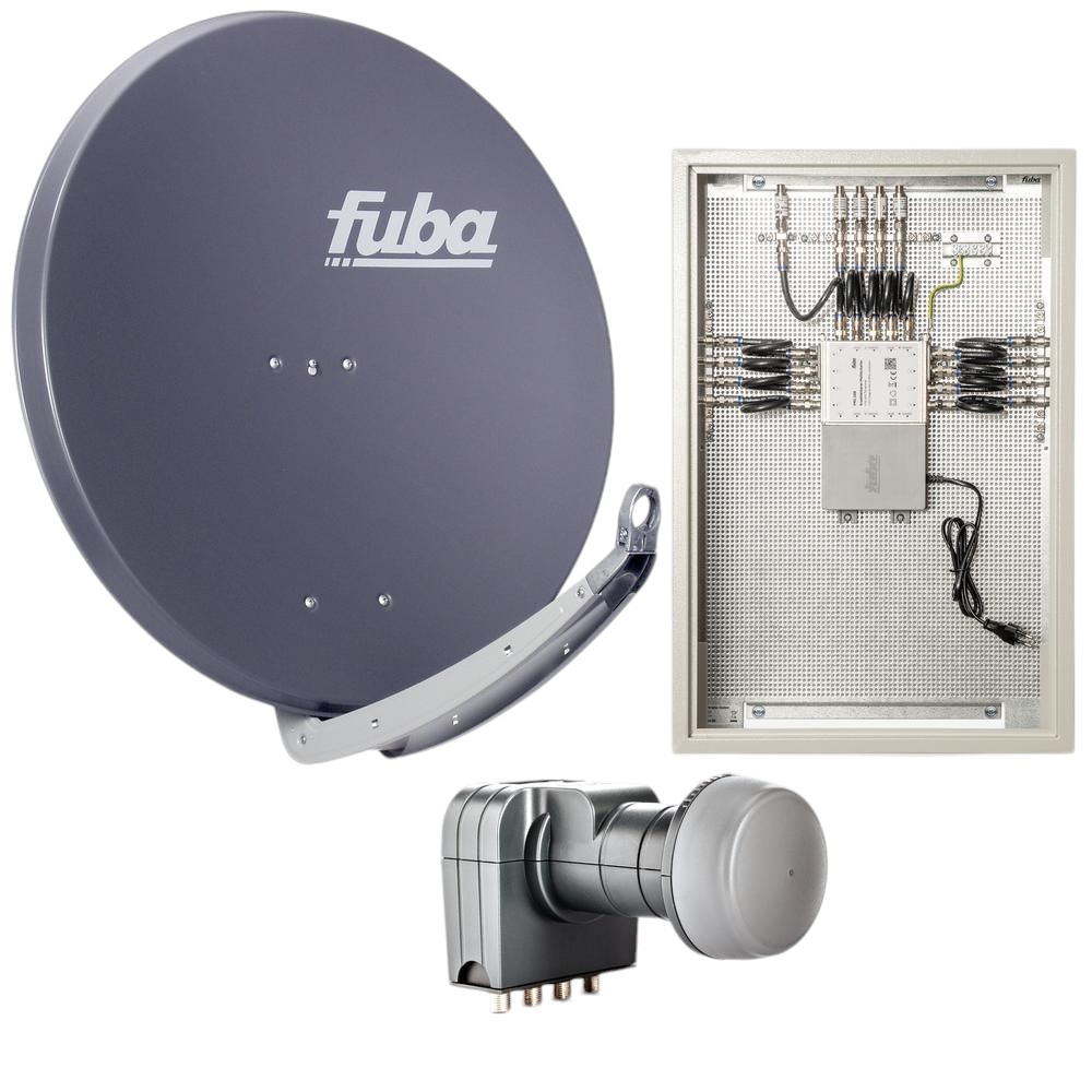 8 Teilnehmer Sat-Anlage mit Multischalterpanel - Fuba Kompettanlage DAP858A \n Schüsselgröße: 85 cm 8 Anschlüsse anthrazit 4K / 3D / HDTV ready