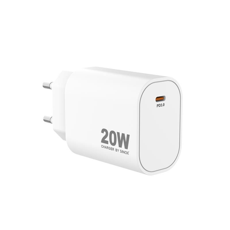 sinox Pro SXP 6020  USB-C Schnellladegerät \n 20 Watt USB-C Anschluss weiß