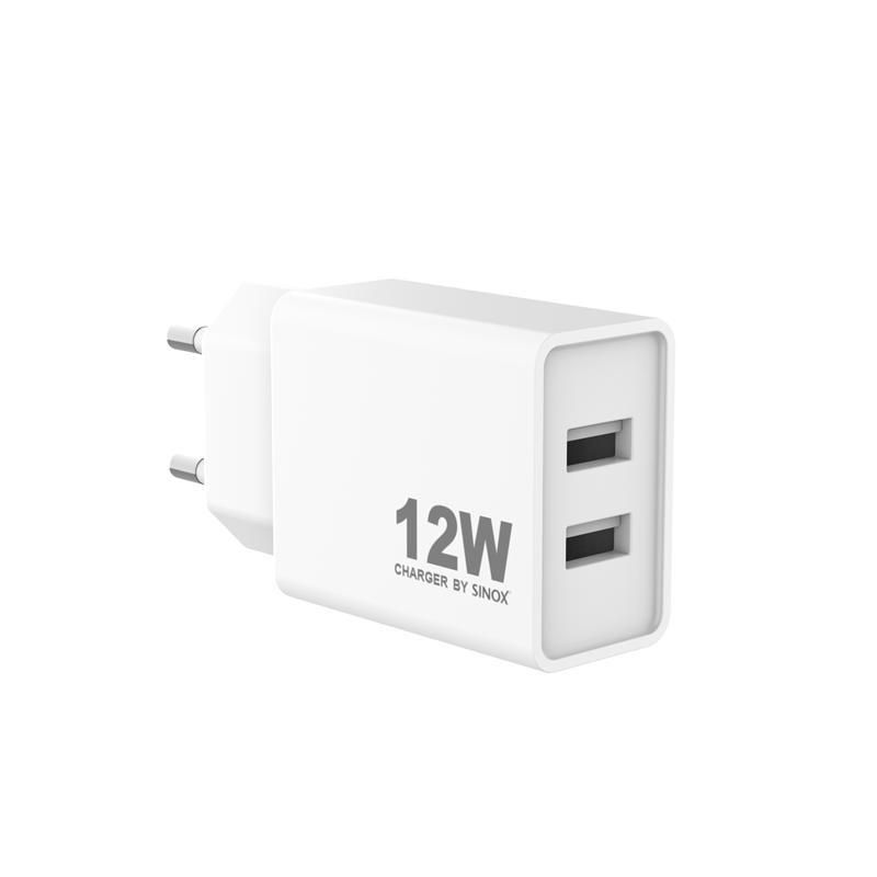 sinox Pro SXP 6012  USB-A Schnellladegerät \n 12 Watt 2 USB-A Anschlüsse weiß