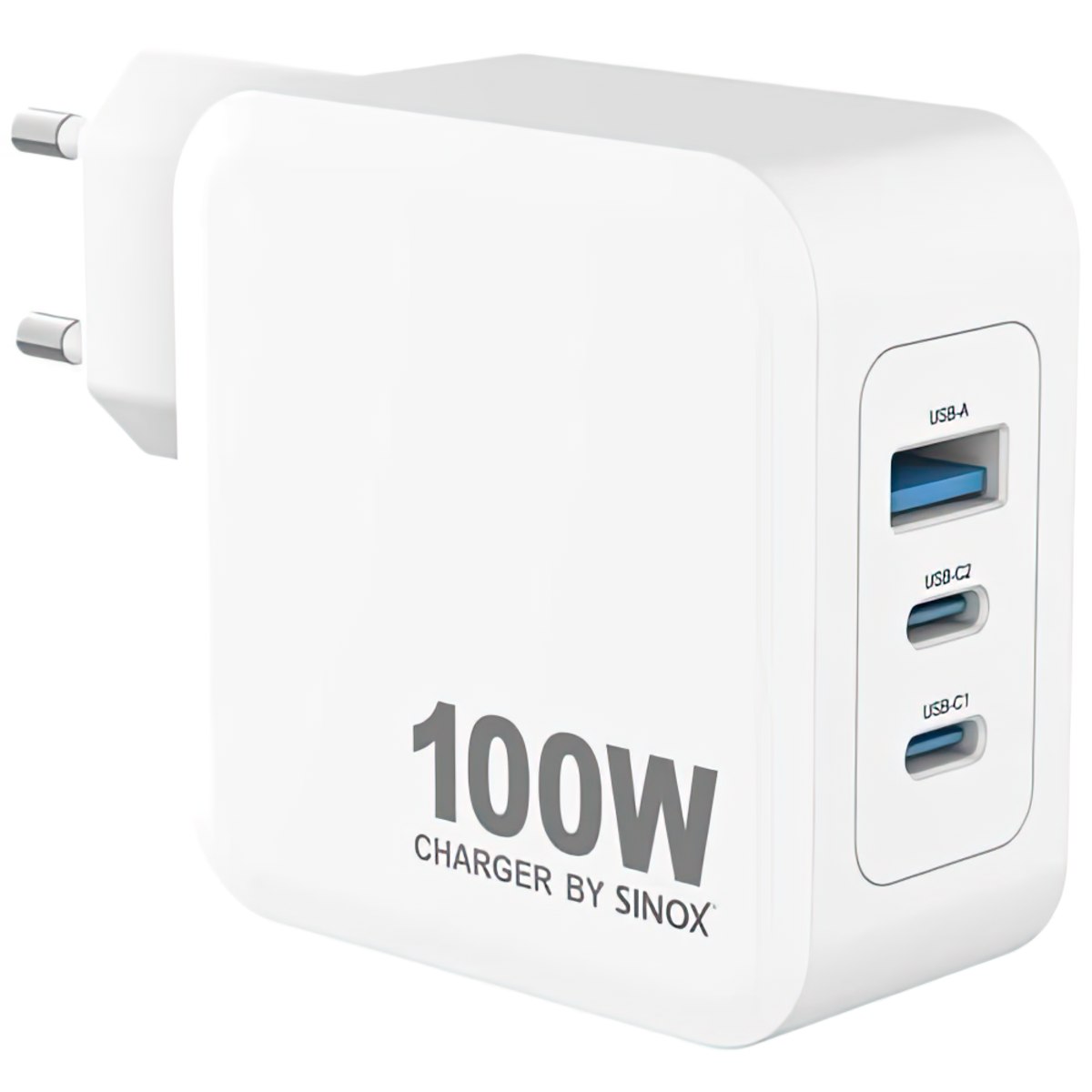 sinox Pro SXP 6100  2x USB-C / USB-A Schnellladegerät \n 100 Watt 2x USB-C und USB-A Anschluss weiß