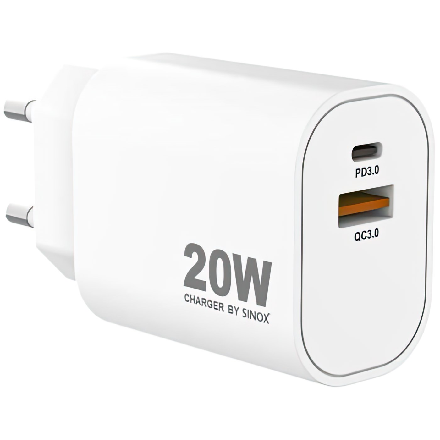 sinox Pro SXP 6022  USB-C / USB-A Schnellladegerät \n 20 Watt USB-C und USB-A Anschluss weiß