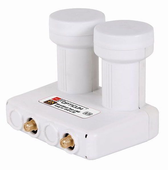 Twin Monoblock LNB - Opticum Doppel LNB LMTP-04H Astra + Hotbird,\n für 2 Teilnehmer 3D & 4K ready 2 Satelliten