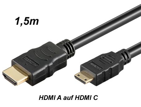 Wentronic 31931  HDMI Kabel HiSpeed HDMI A auf HDMI C 1.5 m schwarz