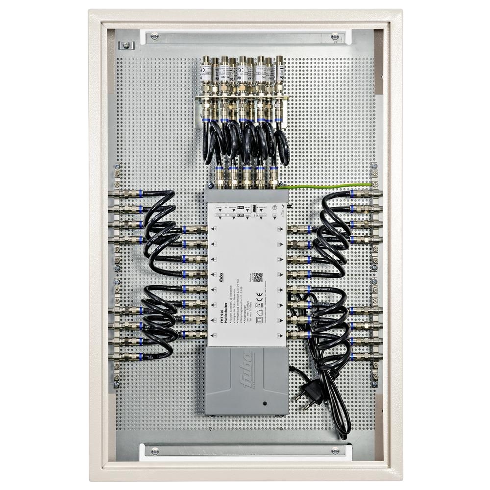 Fuba FMP 9161 SL Multischalterpanel 9/16 mit Schrank \n vormontiertes Multischalter-Paneel für den Empfang zweier Satteliten mit 16 Teilnehmeranschlüssen