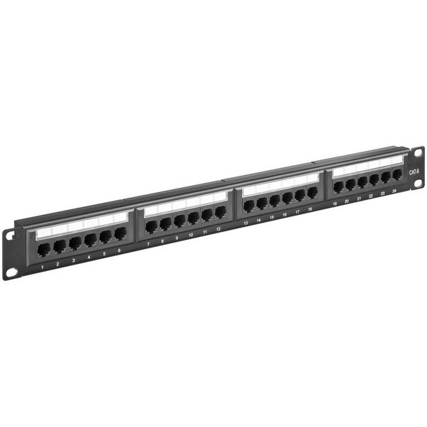 Wentronic 93866  Patchpanel CAT 6 24-Port schwarz