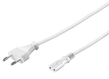 Netzkabel Länge: 3 m weiß Eurostecker>Doppelbuchse