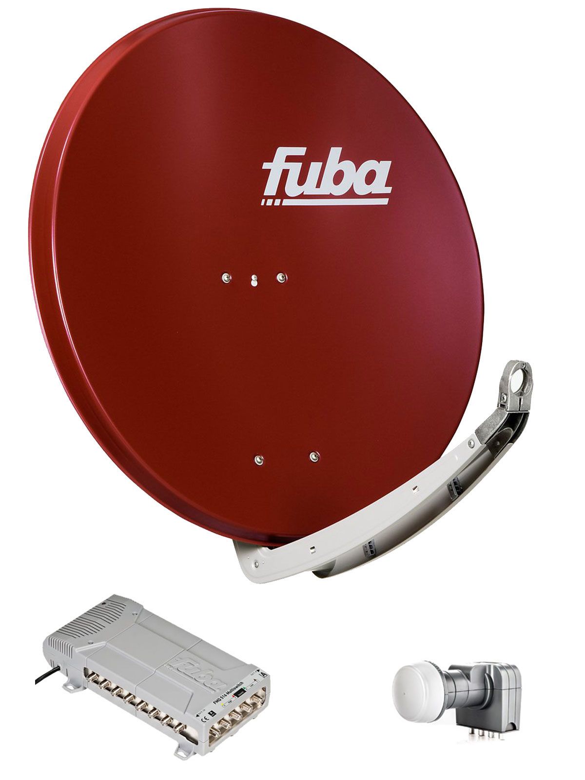 16 Teilnehmer Sat-Anlage - Fuba Profi85 HD16R \n Schüsselgröße: 85 cm 16 Anschlüsse ziegelrot 4K / 3D / HDTV ready