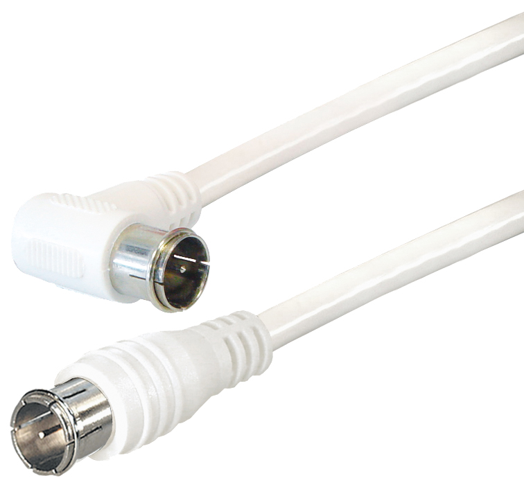 1.5 m Sat-Anschlusskabel Quick F-Stecker - Quick F-Winkelstecker,\n mit F-Quicksteckern ein Winkelstecker Länge: 1.5 m weiß