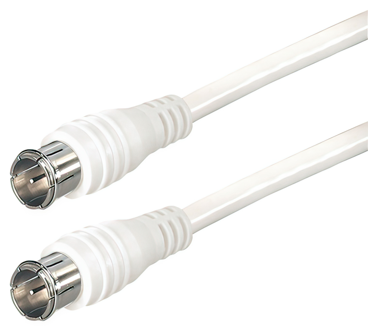 SAT-Verbindungskabel 5 m mit 2x F-Quickstecker – werkzeugloser Anschluss – Koaxialkabel Antennendose zu TV/Receiver – für SAT DVB-T Kabel-TV 5m weiß