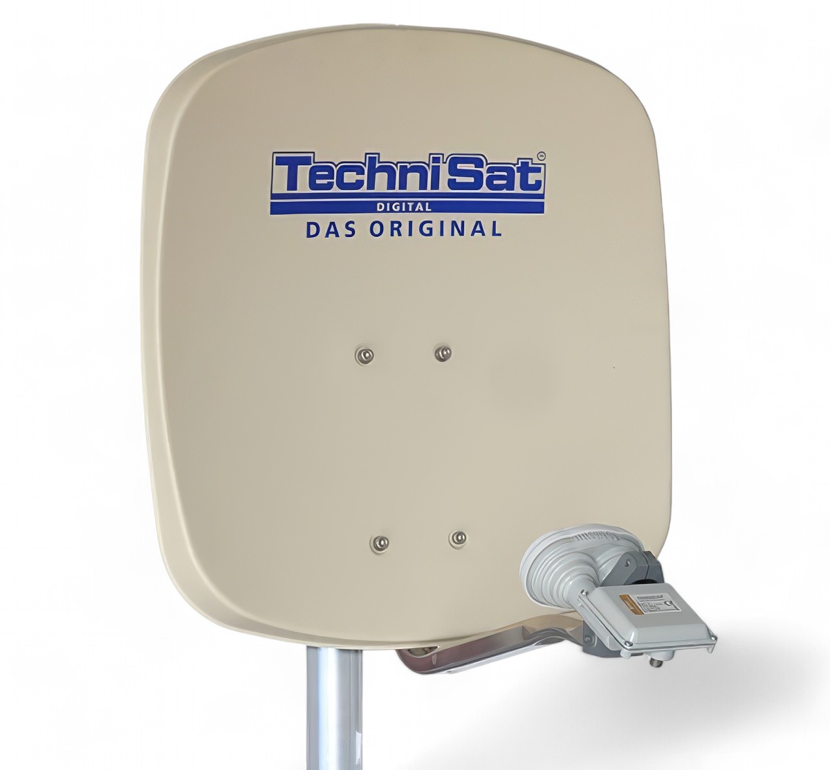 1 Teilnehmer Sat-Anlage Astra / Hotbird - TechniSat DigiDish 45B + MBS \n 1 Anschluss beige mit Maximum Single Monoblock 4K / 3D / HDTV ready inkl. Masthalterung
