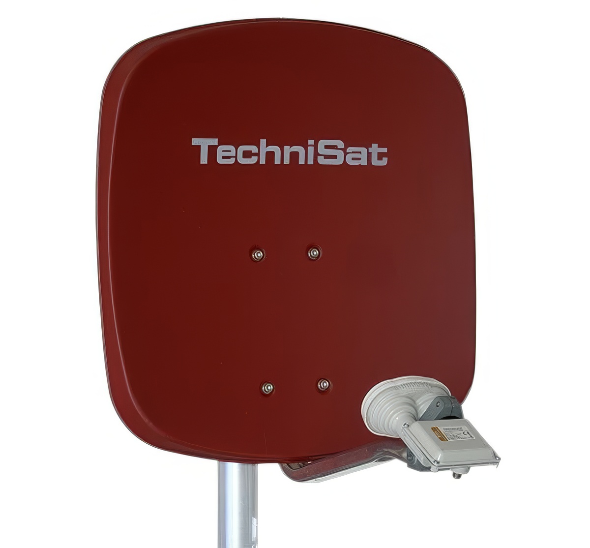 1 Teilnehmer Sat-Anlage Astra / Hotbird - TechniSat DigiDish 45R + MBS \n 1 Anschluss ziegelrot mit Maximum Single Monoblock 4K / 3D / HDTV ready inkl. Masthalterung