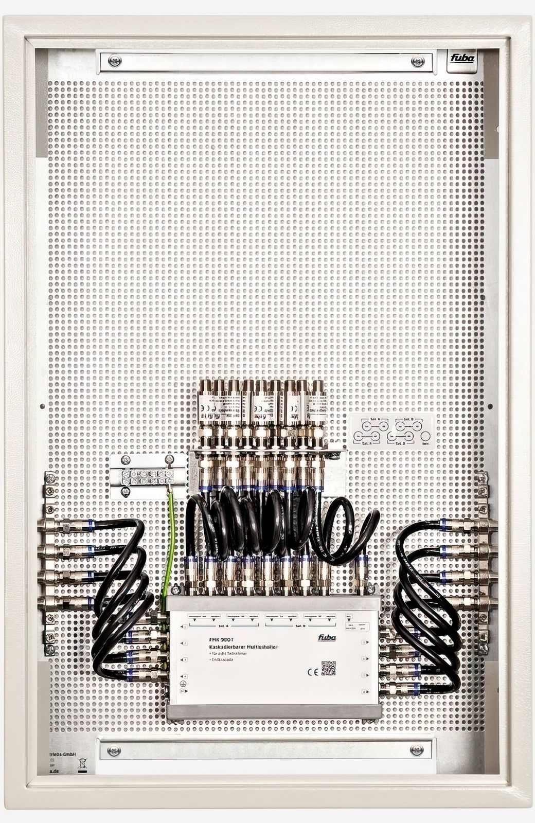 Fuba FMP 908 SL Multischalterpanel 9/8 mit Schrank \n vormontiertes Multischalter-Paneel für den Empfang zweier Satteliten mit 8 Teilnehmeranschlüssen