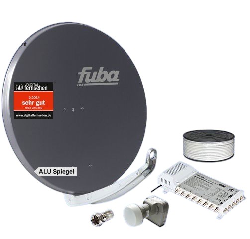 8 Teilnehmer Sat-Anlage - Fuba DAA 85508A \n Schüsselgröße: 85 cm 8 Anschlüsse anthrazit 4K / 3D / HDTV ready