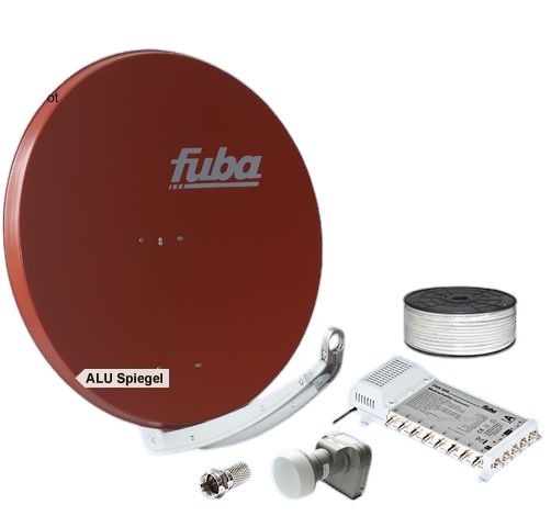 8 Teilnehmer Sat-Anlage - Fuba SProfi85 HS08R \n Schüsselgröße: 85 cm 8 Anschlüsse ziegelrot 4K / 3D / HDTV ready