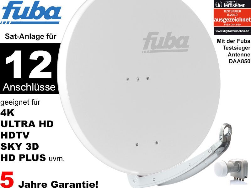 12 Teilnehmer Sat-Anlage - Fuba Profi85 HD12W \n Schüsselgröße: 85 cm 12 Anschlüsse weiß 4K / 3D / HDTV ready