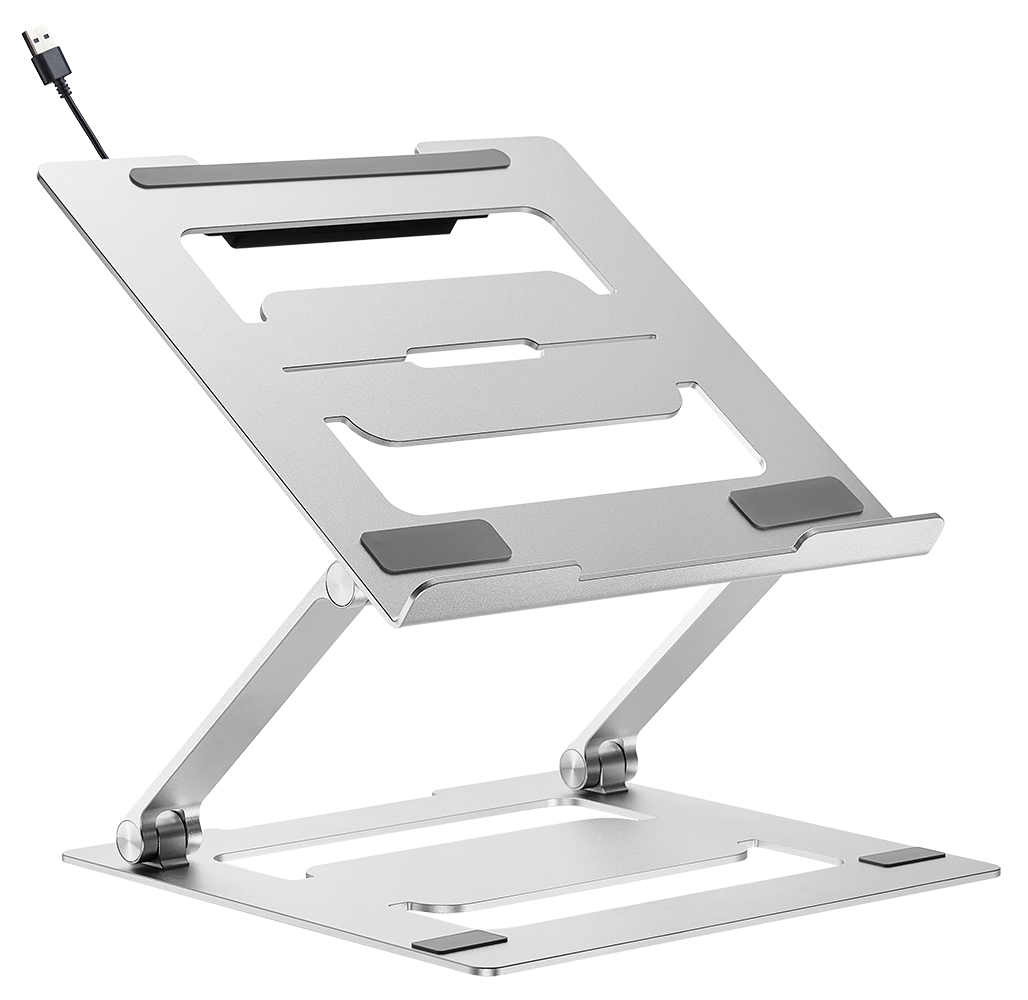 Laptop Ständer My Wall HT17L \n für Laptops 11''-17'' (28-43cm) Belastung bis 5kg faltbar mit 4-fach USW-Hub silber