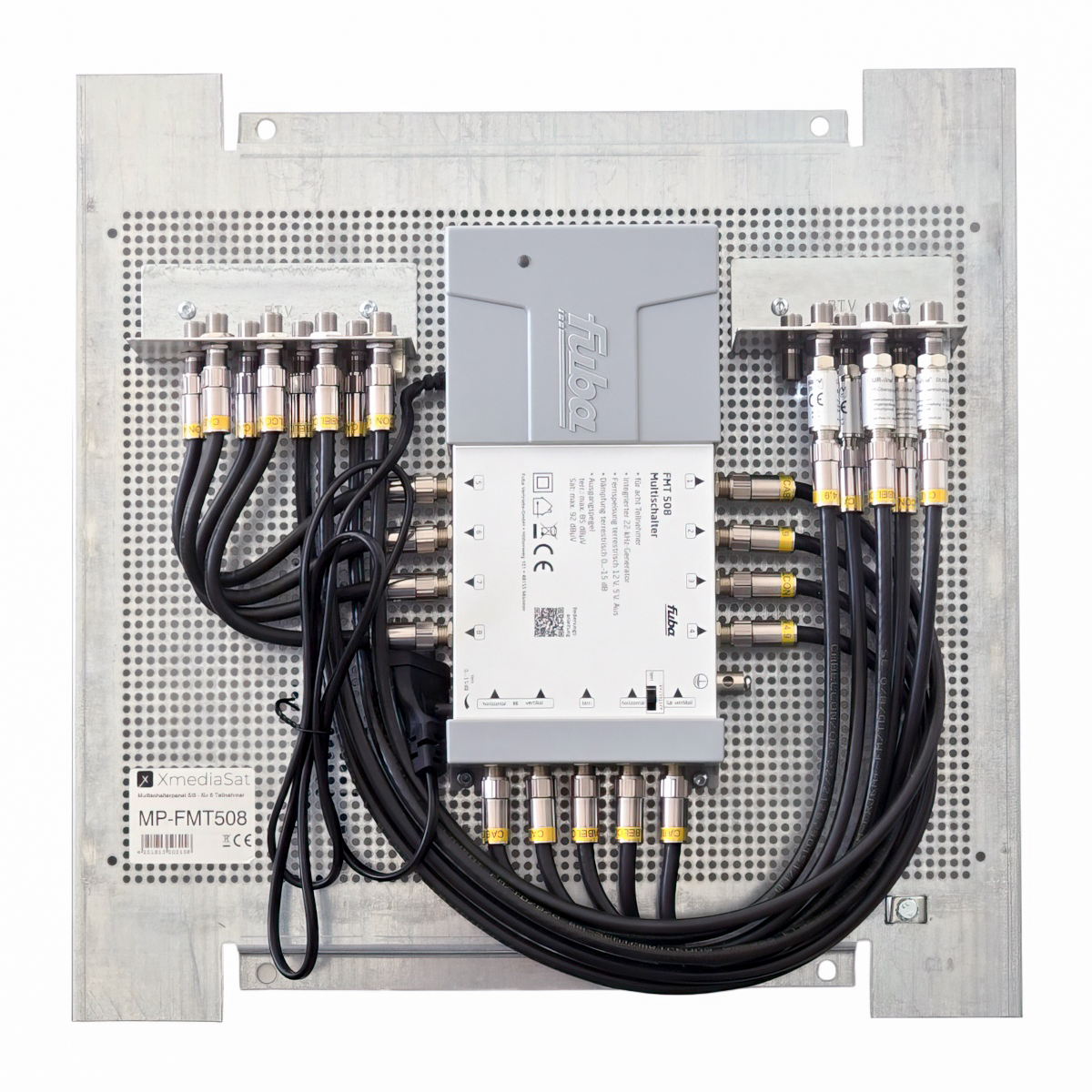 Multischalterpanel 5/8 - XmediaSat MP-FMT508 für 8 Teilnehmer \n vormontiert mit Potentialausgleich und Überspannungsschutz