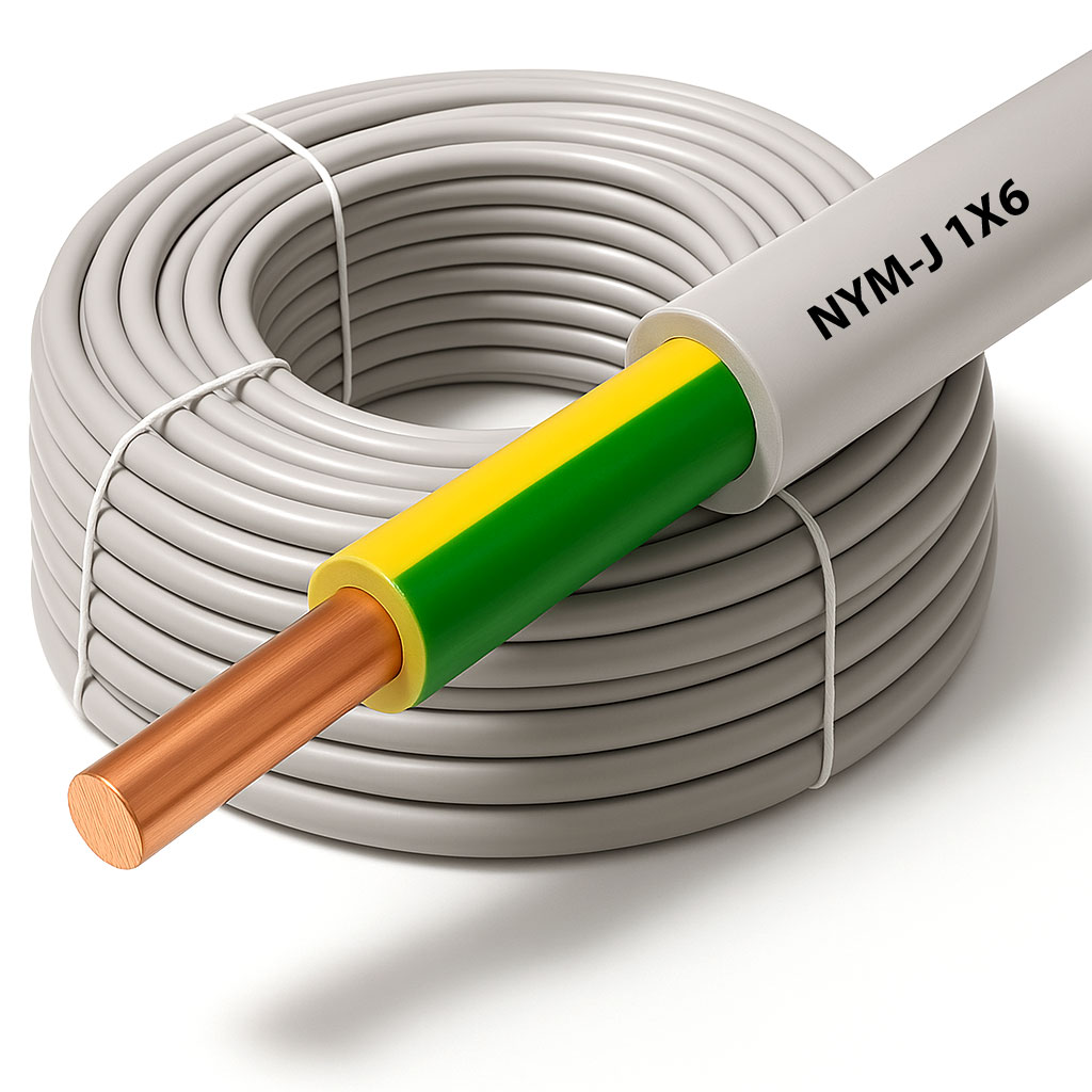 1x6mm² Potentialausgleich Erdungskabel - XmediaSat \n NYM-J 1 x 6 mm² grau