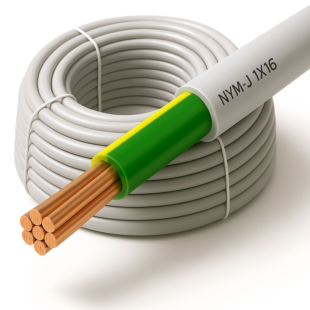 1x16mm² Blitzschutz Erdungskabel - XmediaSat \n NYM-J 1 x 16 mm² grau