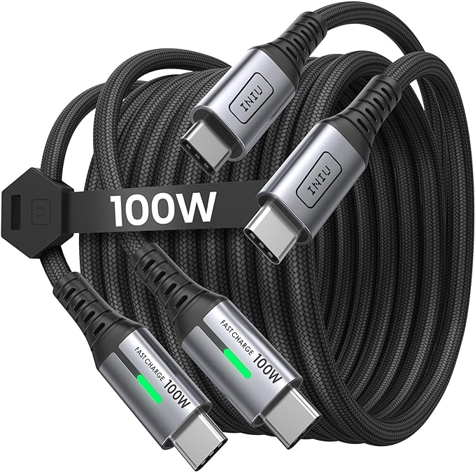 INIU SwooshCord 100W USB-C 3.1 USB-C Schnellladekabel \n USB-C Verbindungskabel/ Schnellladekabel 100W 2m schwarz/silber