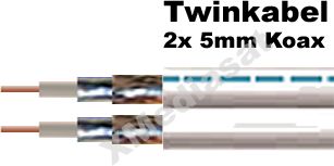 Antennenkabel - Transmedia KH8 5.0 mm 85 dB Twinkabel Sat Kabel Meterware