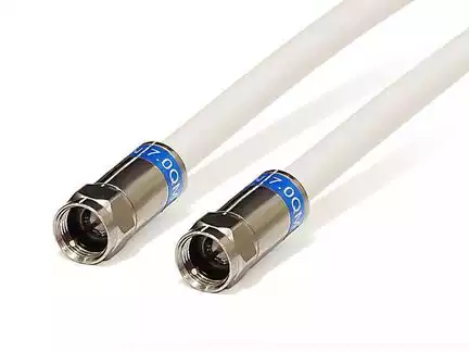 5m Antennenkabel F-Stecker / F-Stecker - Transmedia KH134RL-2QM5 6.8 mm 135 dB mit Steckern weiß mit wasserdichten Kompressionsteckern