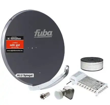 8 Teilnehmer Sat-Anlage - Fuba DAA 85508A Schüsselgröße: 85 cm 8 Anschlüsse anthrazit 4K / 3D / HDTV ready