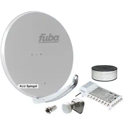 8 Teilnehmer Sat-Anlage - Fuba SProfi85 HS08G Schüsselgröße: 85 cm 8 Anschlüsse hellgrau 4K / 3D / HDTV ready