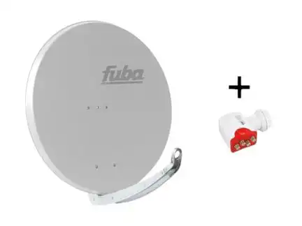 4 Teilnehmer Sat-Anlage - Fuba Bundle F8540QSG Schüsselgröße: 85 cm 4 Anschlüsse hellgrau DAA850 Sat-Antenne + Bauckhage Quad LNB 4K ready